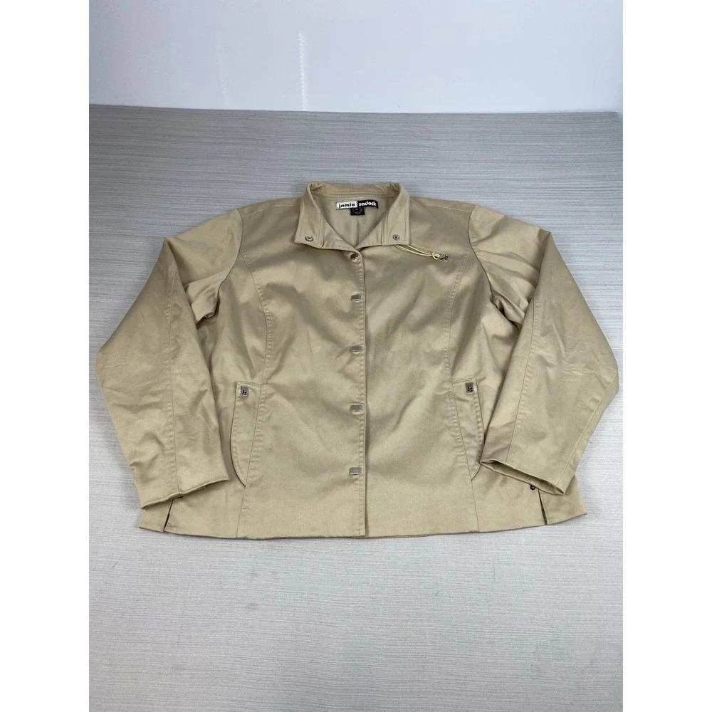 Jamie Sadock Golf Tennis‎ Top Jacket Khaki Button Front Womens Size XL